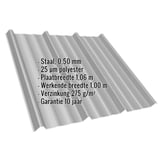 Damwandplaat T45/333MD, 0,50 mm, grijs aluminiumkleurig, met ingebouwde technische gegevens
