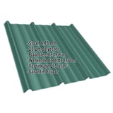 Damwandplaat T45/333MD mosgroen, 0,75 mm staal met 25 µm polyestercoating, specificaties weergegeven