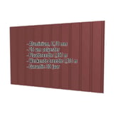 Damwandplaat T7M wand, roodbruin RAL 8012, aluminium 0,70 mm, met ingebedde productinformatie