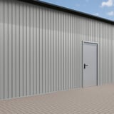 Plaatsing van damwandplaat T7M Wand Aluzink 0,75 mm op een gevel met deur