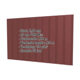 Damwandplaat T7M wand Roodbruin RAL 8012 met PURLAK-coating, gegevens weergegeven