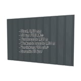 Damwandplaat T7M wand, antracietgrijs RAL 7016, met ingebedde technische gegevens