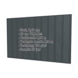 Damwandplaat T7M wand Antracietgrijs (RAL 7016) met 50 µm PURMAT® coating, kerngegevens weergegeven