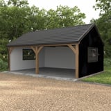 Damwandplaat T7M Gitzwart RAL 9005, 0,50 mm, als wandbekleding op een carport