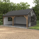 Carport met damwandplaat T7M wand, 0,50 mm, RAL9007, als wandbekleding