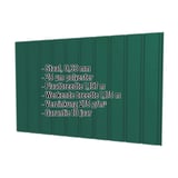 Damwandplaat T7M wand mosgroen, 0,63 mm dikte, met ingebedde specificaties