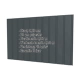 Damwandplaat T7M wand antracietgrijs met ingebedde specificaties voor materiaal, dikte en coating
