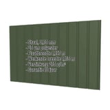 Damwandplaat T7M wand Chroomoxydegroen, 0,75 mm, met ingebedde productgegevens over materiaal en coating