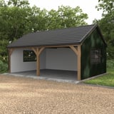Carport met zijwand van damwandplaat T7M wand Chroomoxydegroen, 0,75 mm, in toepassingsvoorbeeld