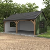 Carport met damwandplaat T7M wand Resedagroen en wit als gevelbekleding