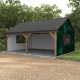 Toepassingsvoorbeeld: carport met zijwand van damwandplaat T7M Mosgroen (RAL 6005)