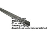 Plint staal Chroomoxydegroen, 0,50 mm, met ingebedde productgegevens over materiaal en coating