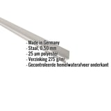 Plint Zuiverwit RAL 9010, 0,50 mm staal, met ingebedde productgegevens