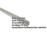 Sokkelprofiel Zilver-Metallic, 0,50 mm staal, met ingebedde productgegevens over materiaal en coating