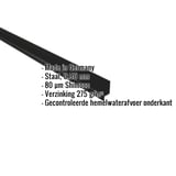 Plint Gitzwart RAL 9005, staal 0,50 mm, Shimoco 80 µm, met ingebedde productgegevens