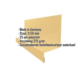 Plint Type 2 van staal 0,50 mm in Zandgeel (RAL 1002) met ingebedde productgegevens
