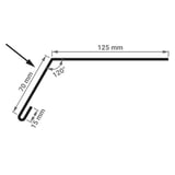 Technische tekening dakgootprofiel met afmetingen 125 mm, 70 mm, 15 mm en hoek 120 graden
