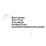 Infographic: Kerngegevens dakgootprofiel staal, 0,75 mm, 25 µm polyestercoating, verzinking 275 g/m², Made in Germany