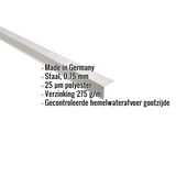 Dakrandprofiel Zilver-Metallic met ingebedde gegevens over materiaal, dikte en coating