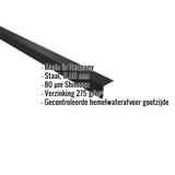 Dakgootprofiel Gitzwart RAL 9005 met ingebedde specificaties voor materiaal, dikte en coating