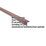 Dakgootprofiel roodbruin (RAL 8012) van staal 0,50 mm, 25 µm polyestercoating, met ingebedde specificaties
