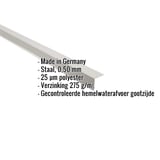 Dakgootprofiel Zilver-Metallic, 0,50 mm staal, met ingebedde gegevens over materiaal en coating