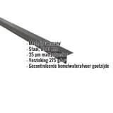Dakgootprofiel van staal, 0,50 mm, donkergrijs, met ingebouwde specificaties zoals materiaal en coating