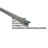 Dakgootprofiel mosgroen RAL 6005 met ingebedde gegevens over materiaal, dikte en coating