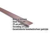 Dakgootprofiel Wijnrood RAL 3005 met 25 µm polyestercoating, specificaties weergegeven