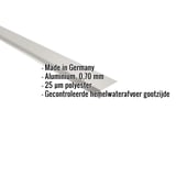 Dakgootprofiel aluminium Zilver-Metallic met ingebedde gegevens over materiaal, dikte en coating