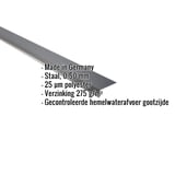 Dakgootprofiel antracietgrijs, 0,50 mm staal, met ingebedde productinformatie over materiaal en coating