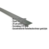 Dakgootprofiel Chroomoxydegroen met ingebedde technische gegevens Made in Germany, staal 0,63 mm, 25 µm polyester
