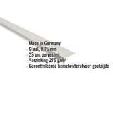 Dakgootprofiel Zilver-Metallic met ingebedde gegevens over materiaal, dikte en coating