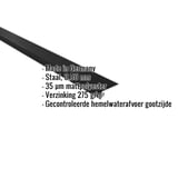 Dakgootprofiel 0,50 mm staal zwart, schuin van boven met ingebedde gegevens