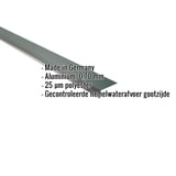 Dakgootprofiel aluminium mosgroen met ingebedde gegevens over materiaal, dikte en coating