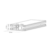 VLF DUO middenprofiel 10 mm van blank aluminium, technische tekening met afmetingen