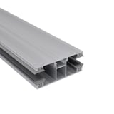 DUO middenprofiel 10 mm van blank aluminium, zijaanzicht met holle kamers en bevestigingsgroeven
