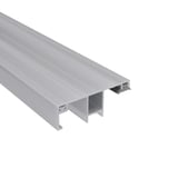 DUO randprofiel 10 mm van blank aluminium, hoofdaanzicht van het profiel met holle kamer en zijdelingse bevestigingsgroeven