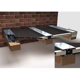DUO randprofiel van blank aluminium, 16 mm, in een doorsnede van de installatie aan een bakstenen muur