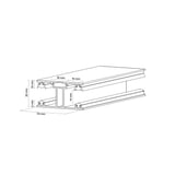Technische tekening ECO middenprofiel 16 mm van blank aluminium met afmetingen