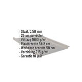 Felsplaat 33/500-LE, grijs aluminiumkleurig, met ingebedde specificaties voor materiaal, dikte en coating