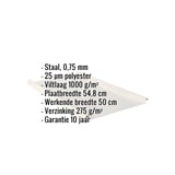 Felsplaten 33/500-LE, Grijswit (RAL 9002), met ingebedde technische gegevens en eigenschappen