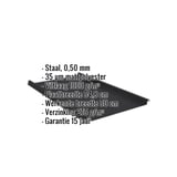 Felsplaat 33/500-LE zwart met ingebedde gegevens over materiaal, coating en afmetingen