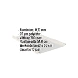 Staande felsplaat 33/500-LE, aluminium 0,70 mm, Zilver-Metallic, met ingebedde specificaties