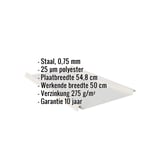 Staande felsplaat 33/500-LE, Zilver-Metallic, met ingebedde specificaties voor materiaal, dikte en coating