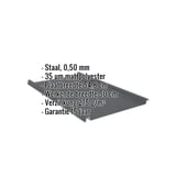 Felsplaat 33/500-LE in donkergrijs, met ingebedde specificaties voor materiaal, dikte en coating