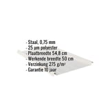 Staande felsplaat 33/500-LR Zilver-Metallic met ingebedde specificaties voor materiaal, dikte en coating