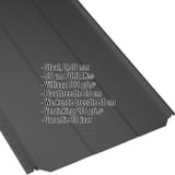 Staande felsplaat PD-510-S trapezium Gitzwart, 0,50 mm, met ingebedde technische gegevens