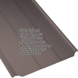 Staande felsplaat PD-510-S trapezium in chocoladebruin, 0,50 mm, met ingebedde productgegevens