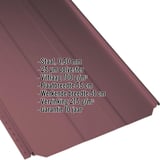 Staande felsplaat PD-510-S trapezium in wijnrood, 0,50 mm staal, met productgegevens
